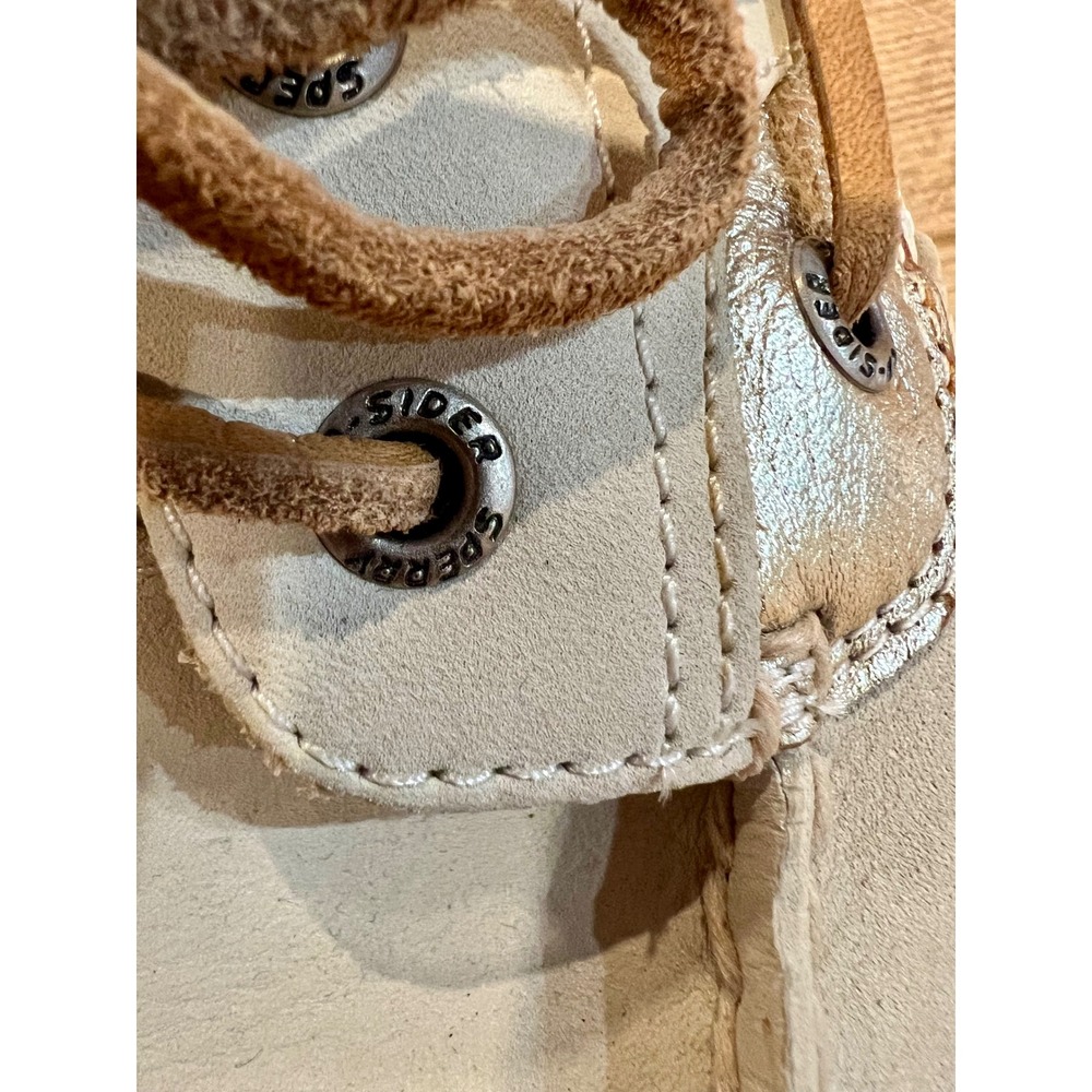 Sperry Top-Sider Angfish Boat Shoes 10 Cream Gold Leather Mesh Loafers Womens - Picture 6 of 9